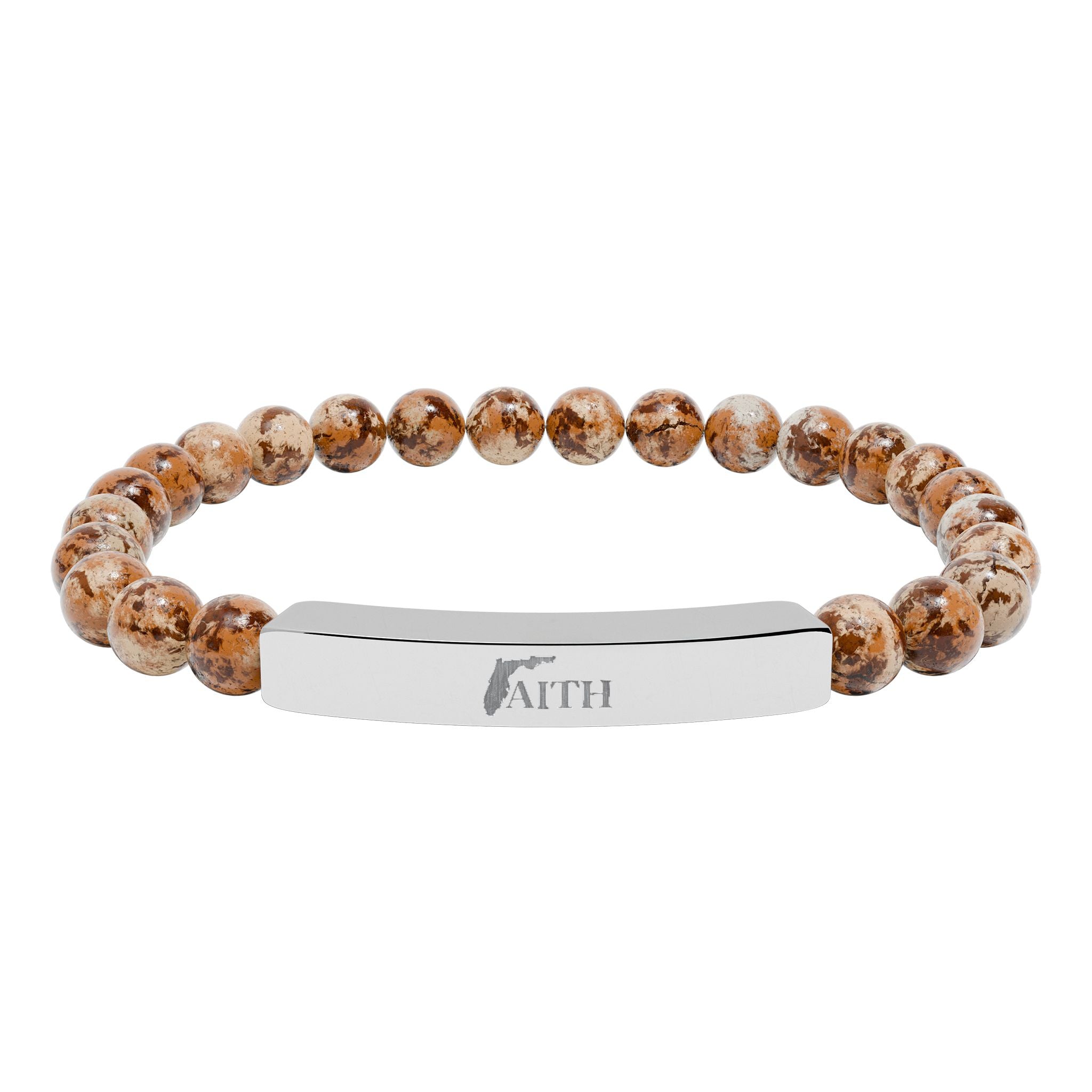 Faith Engraved Natural Stone Stretch Bar Bracelet
