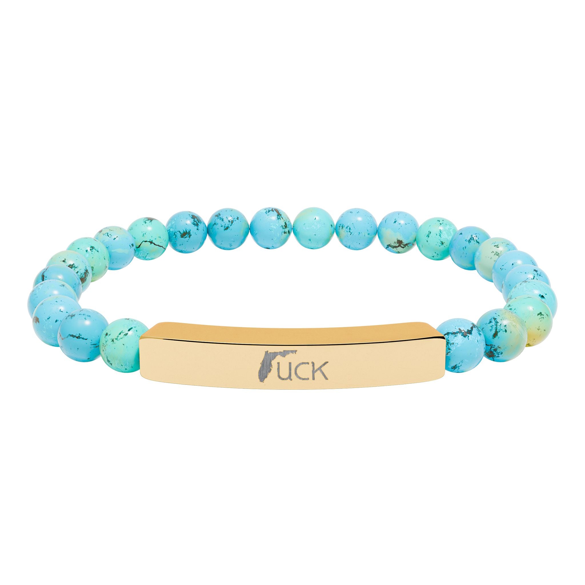 UCK Engraved Natural Stone Stretch Bar Bracelet