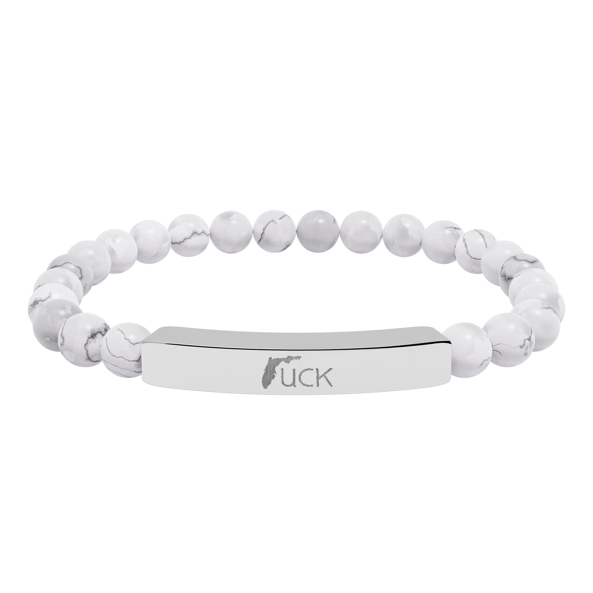 UCK Engraved Natural Stone Stretch Bar Bracelet