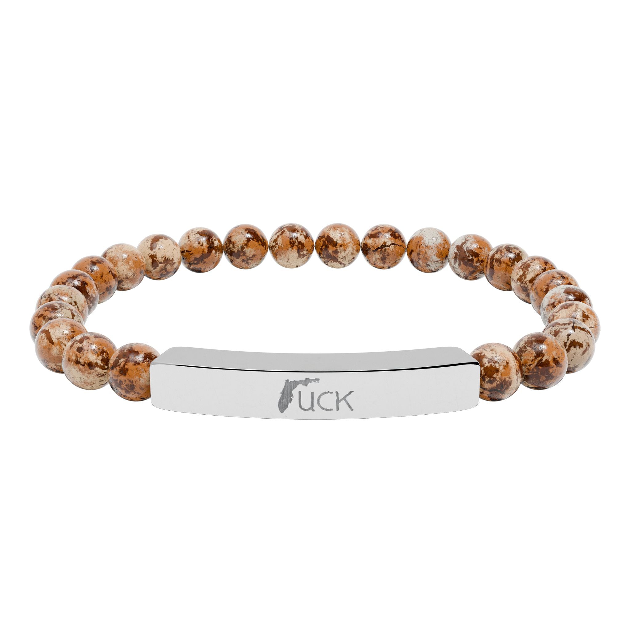 UCK Engraved Natural Stone Stretch Bar Bracelet