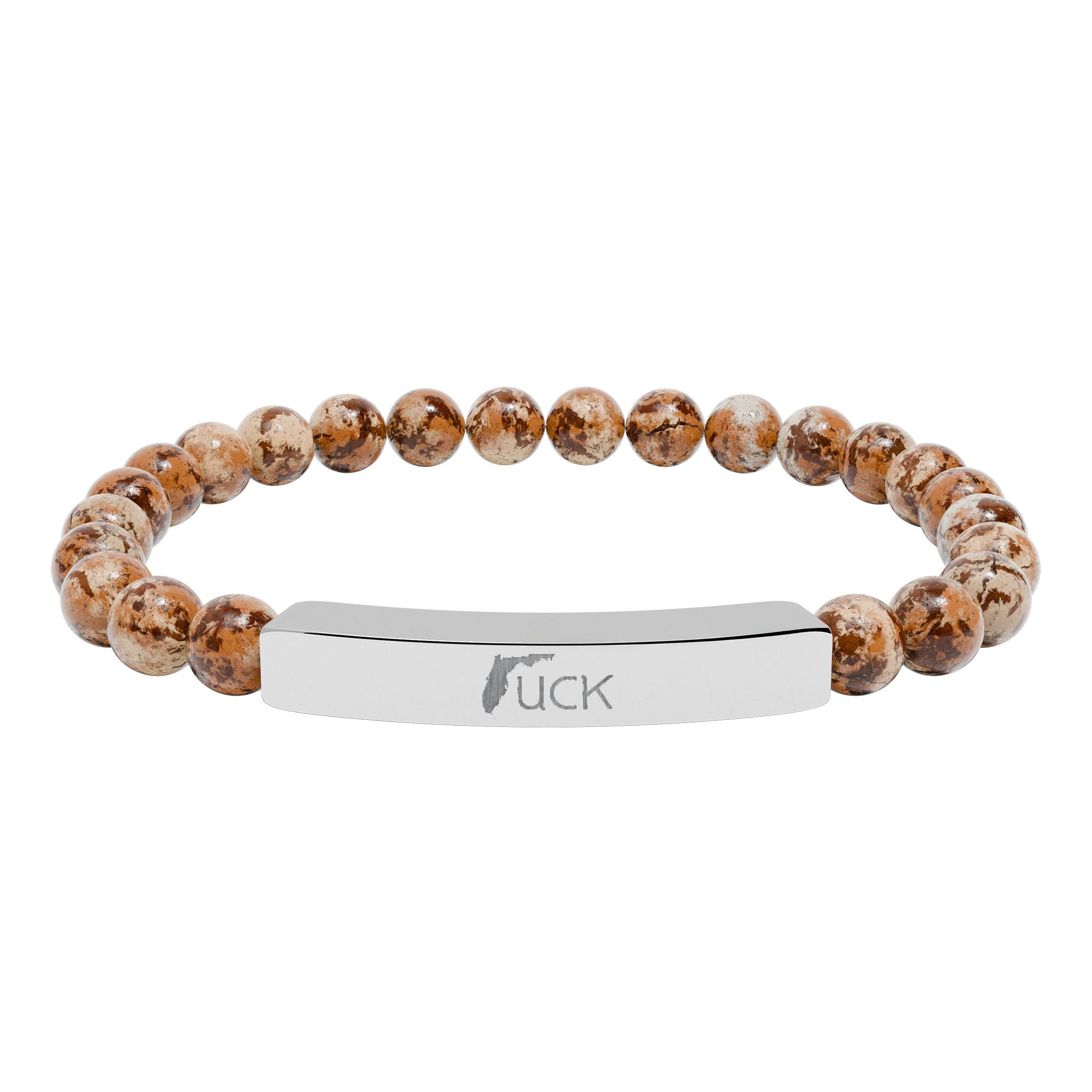 UCK Engraved Natural Stone Stretch Bar Bracelet