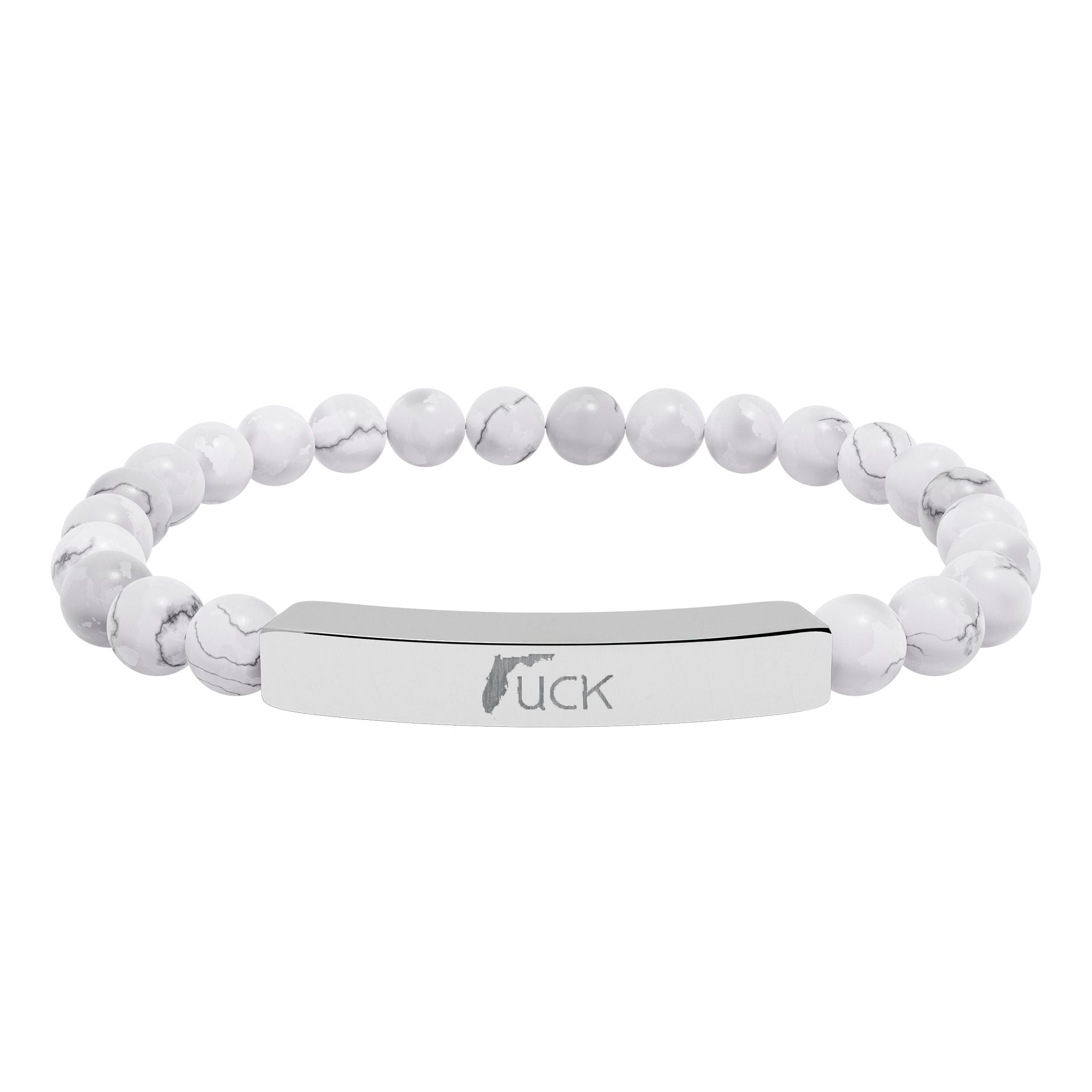 UCK Engraved Natural Stone Stretch Bar Bracelet