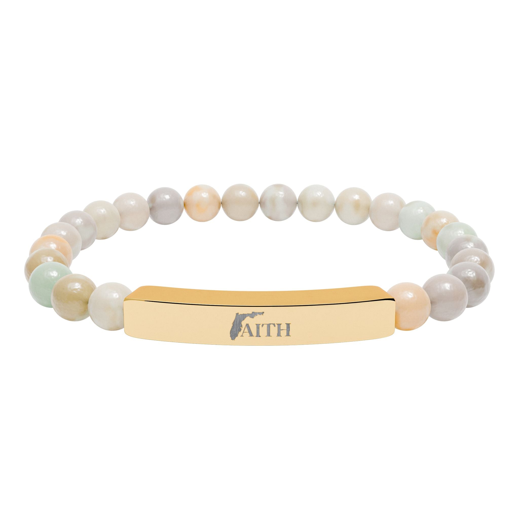 Faith Engraved Natural Stone Stretch Bar Bracelet