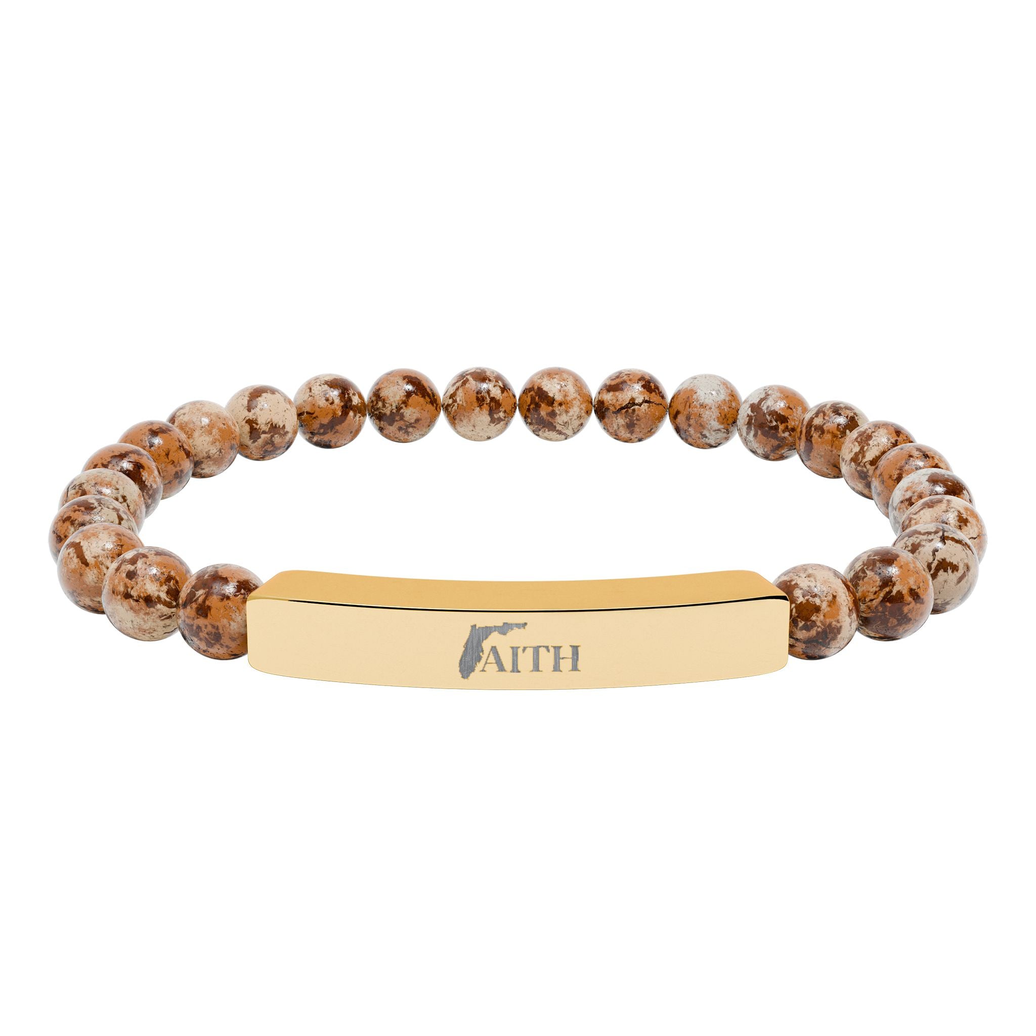 Faith Engraved Natural Stone Stretch Bar Bracelet