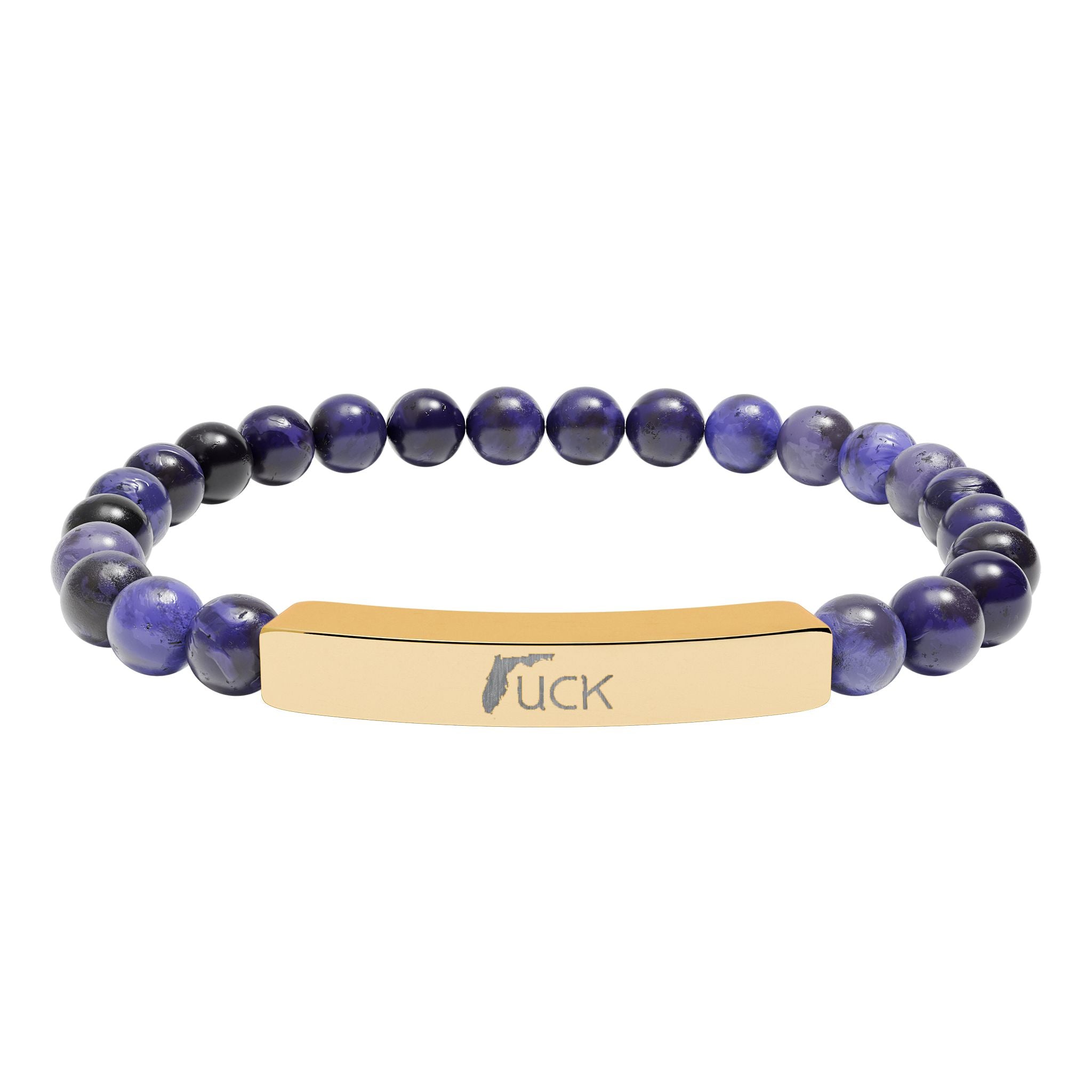 UCK Engraved Natural Stone Stretch Bar Bracelet