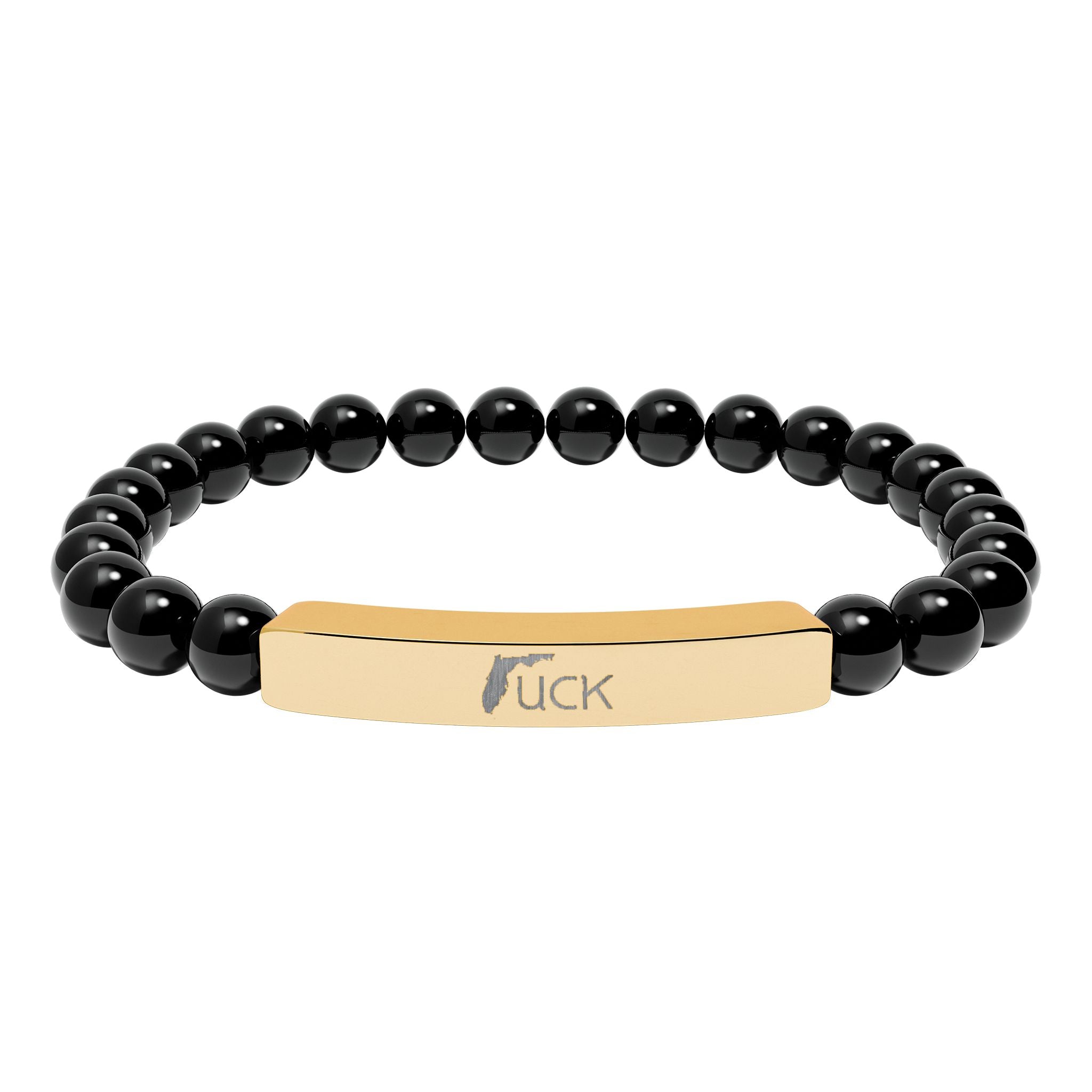 UCK Engraved Natural Stone Stretch Bar Bracelet
