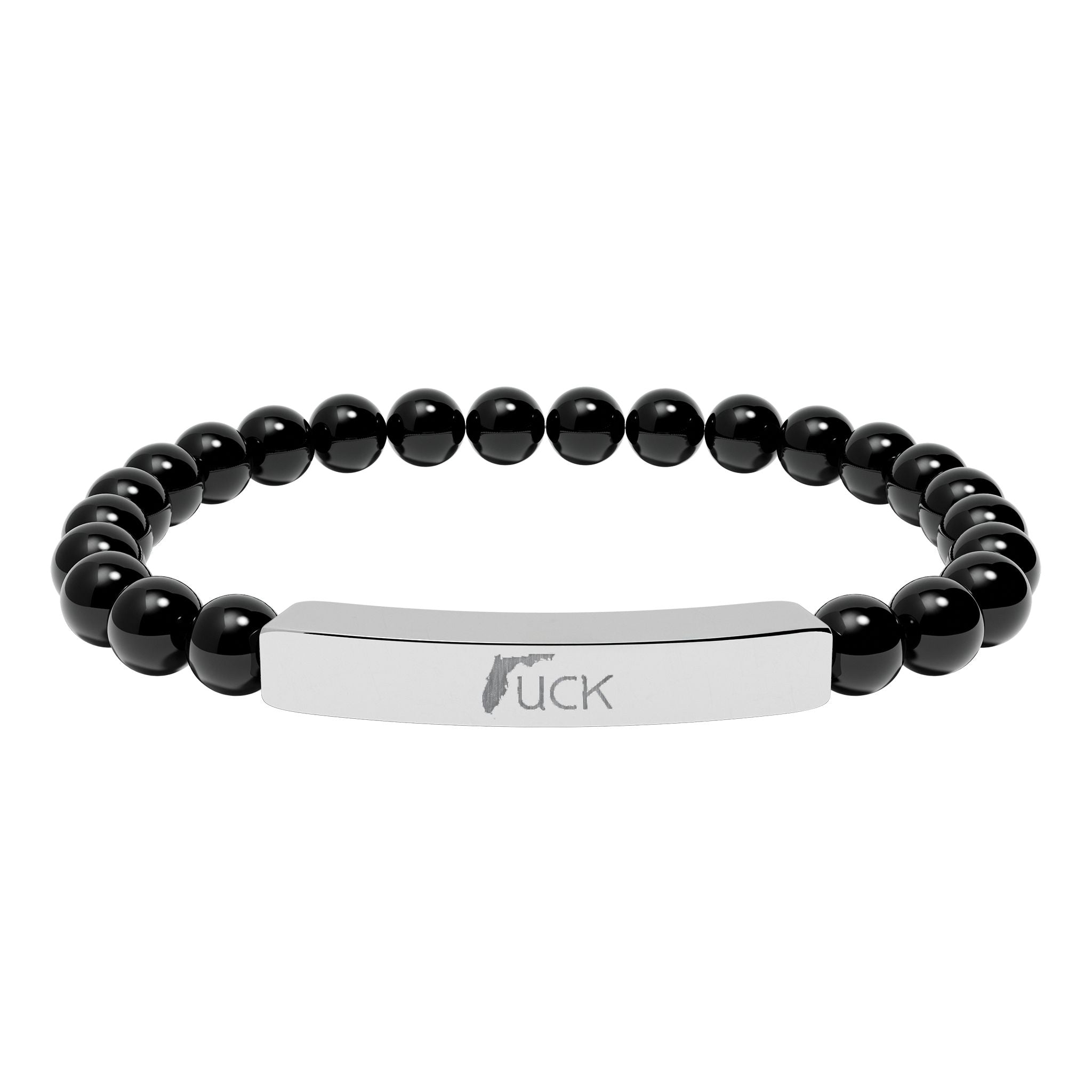 UCK Engraved Natural Stone Stretch Bar Bracelet