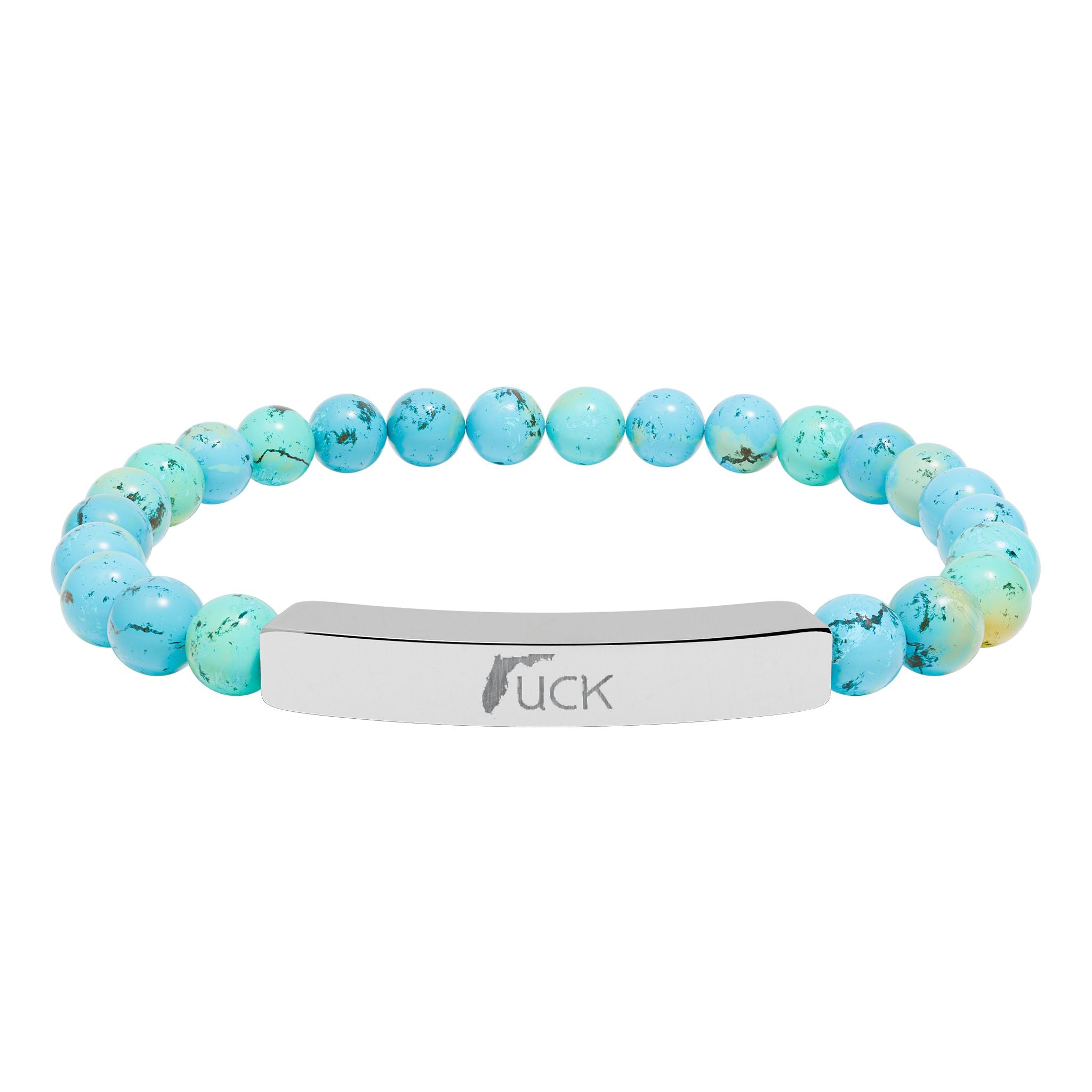 UCK Engraved Natural Stone Stretch Bar Bracelet