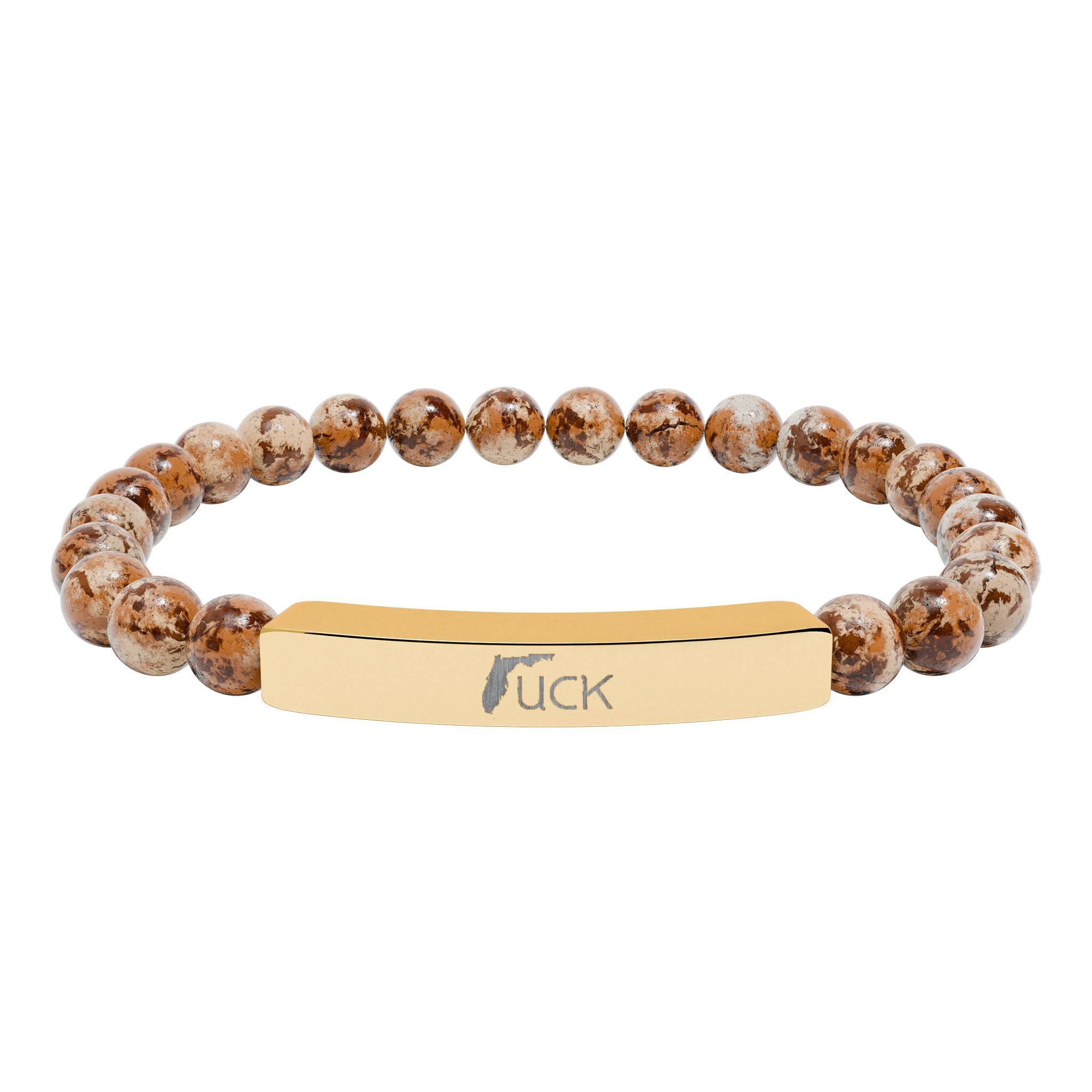 UCK Engraved Natural Stone Stretch Bar Bracelet