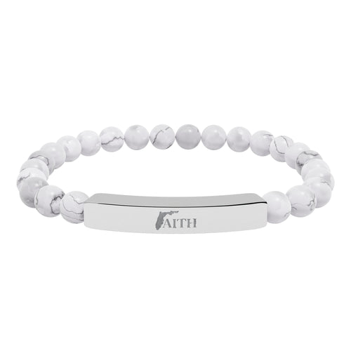 Faith Engraved Natural Stone Stretch Bar Bracelet
