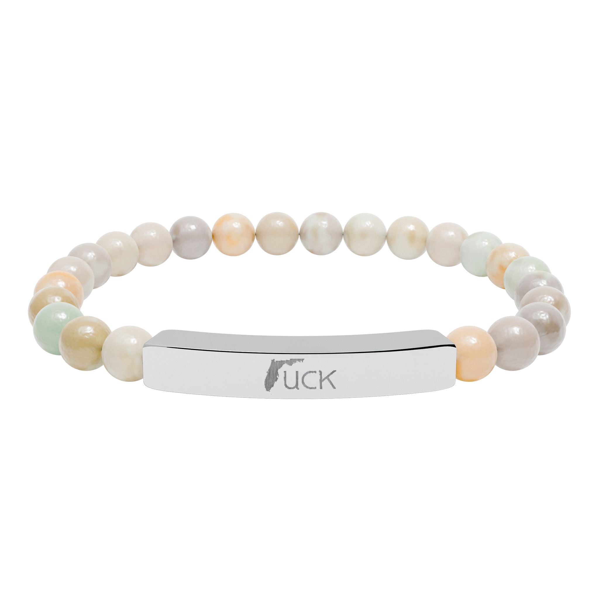 UCK Engraved Natural Stone Stretch Bar Bracelet