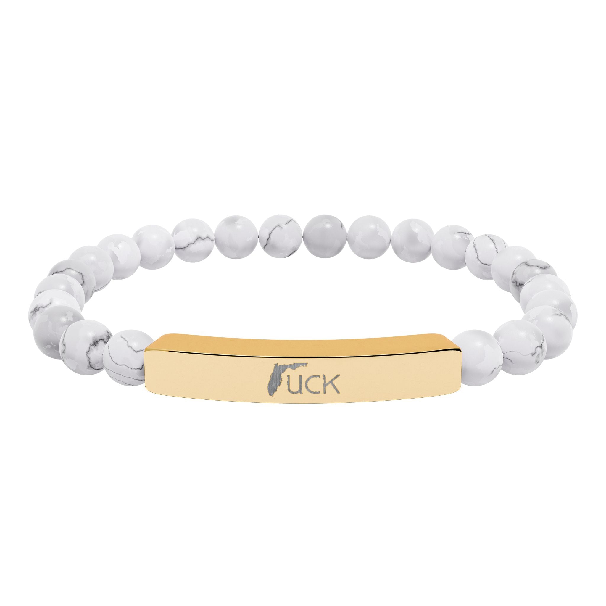 UCK Engraved Natural Stone Stretch Bar Bracelet