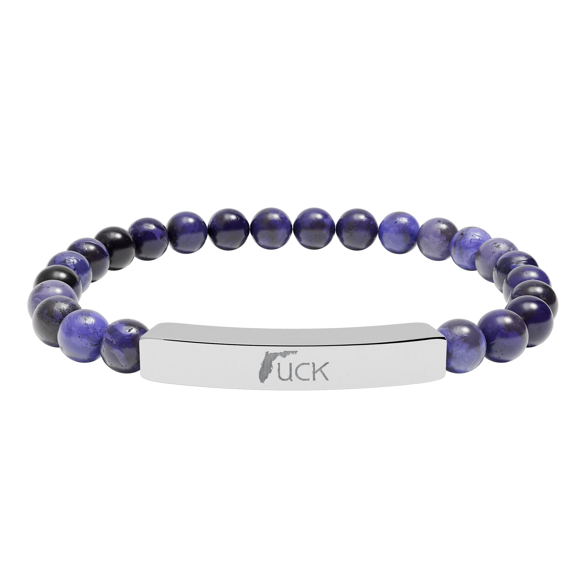 UCK Engraved Natural Stone Stretch Bar Bracelet